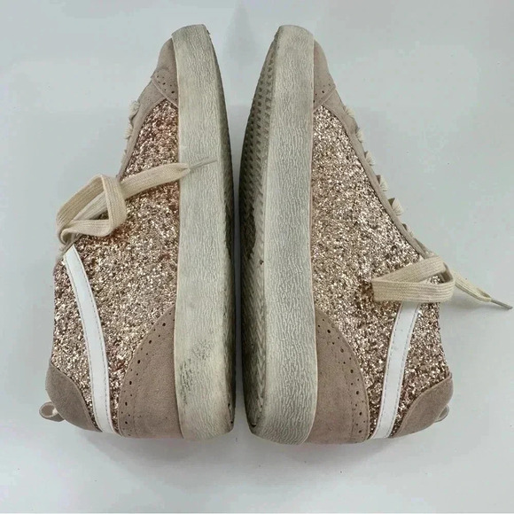 Miim womens high top sneakers size 7.5 faux suede rose gold glitter streetwear - Picture 6 of 13